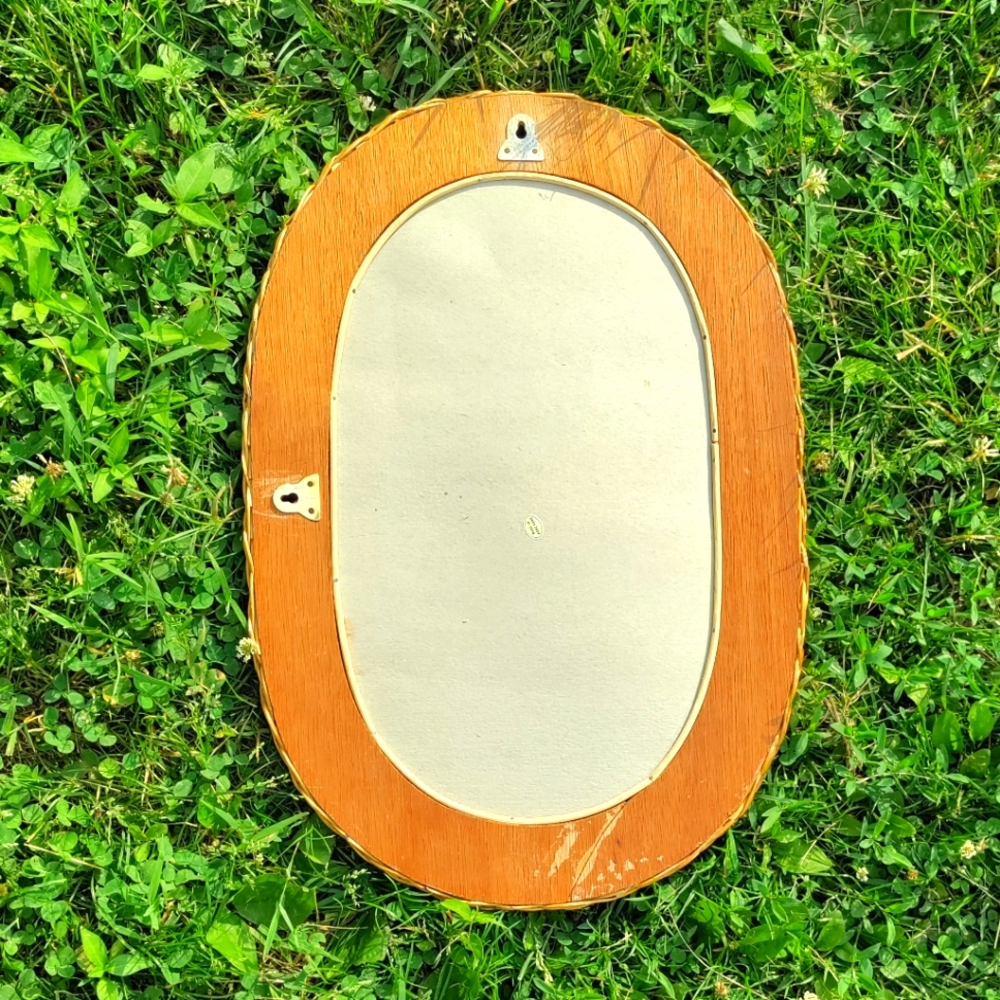 Vtg Rattan Mirror - Picture 2 of 5